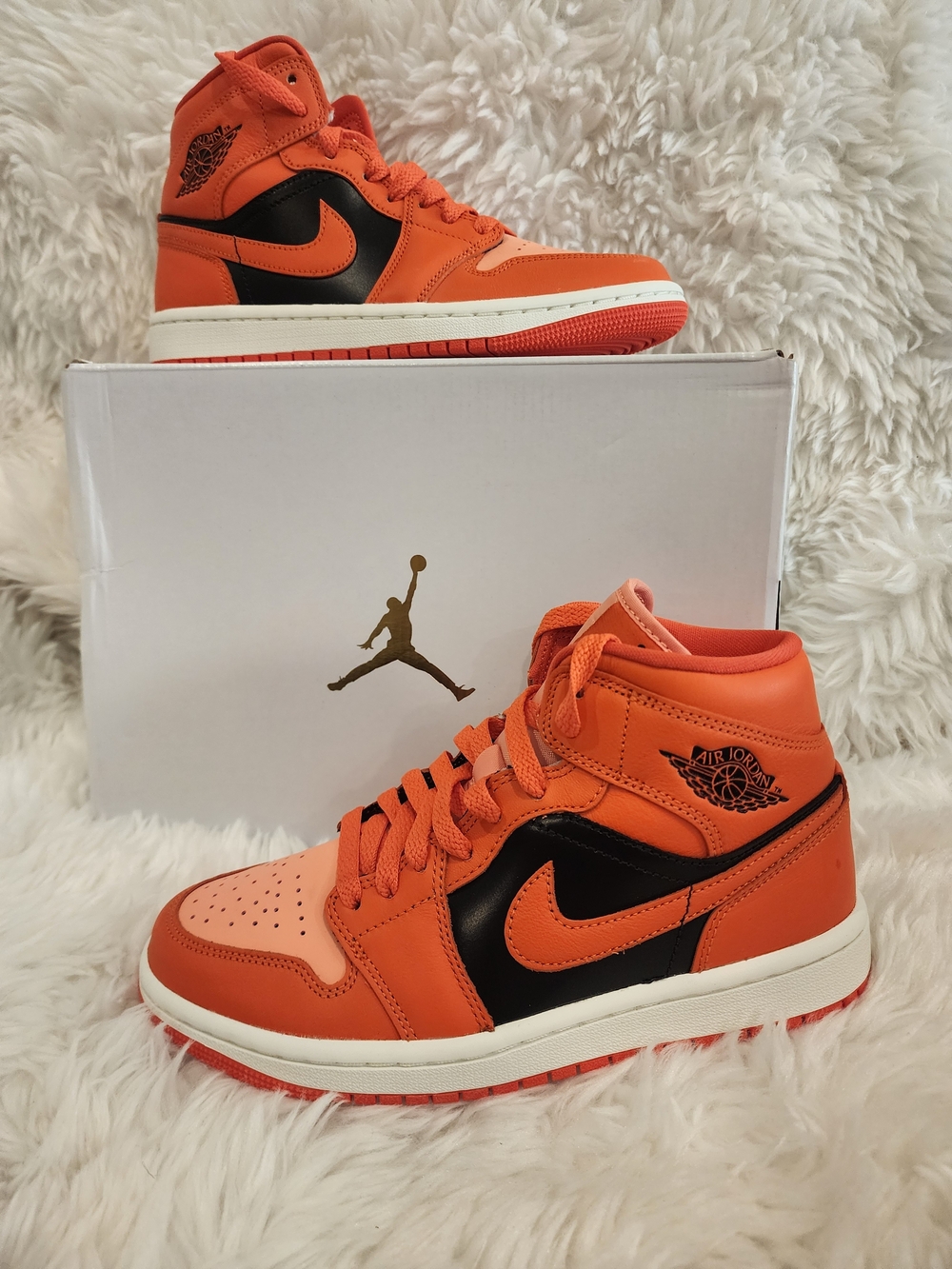 Jordan 1 Mid Men’s Sneakers in Orange and Black